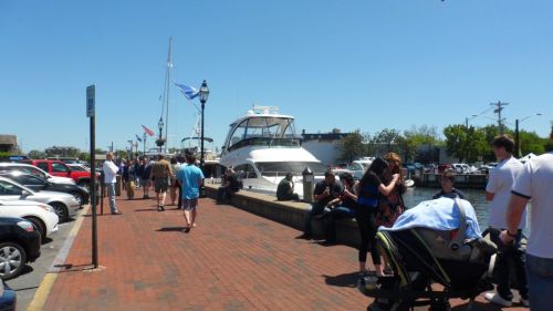 Annapolis City Docks, AKA "Ego Alley."  You have to have a high tolerance for noise and good curtains if you want to put your boat in admiration range of thousands of tourists.