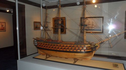 This model of a French 100-gun ship is about eight feet long.
